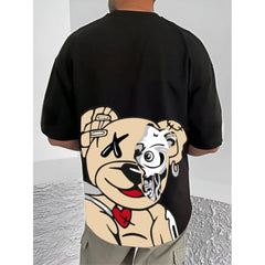 जेनेरिक मेन्स कैजुअल कॉटन ब्लेंड प्रिंटेड राउंड नेक हाफ स्लीव टी-शर्ट (ब्लैक)