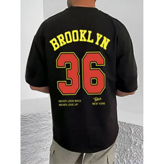 जेनेरिक मेन्स कैजुअल कॉटन ब्लेंड प्रिंटेड राउंड नेक हाफ स्लीव टी-शर्ट (ब्लैक)