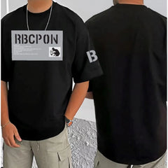 जेनरिक मेन्स कैजुअल कॉटन ब्लेंड प्रिंटेड राउंड नेक हाफ स्लीव टी-शर्ट (ब्लैक)