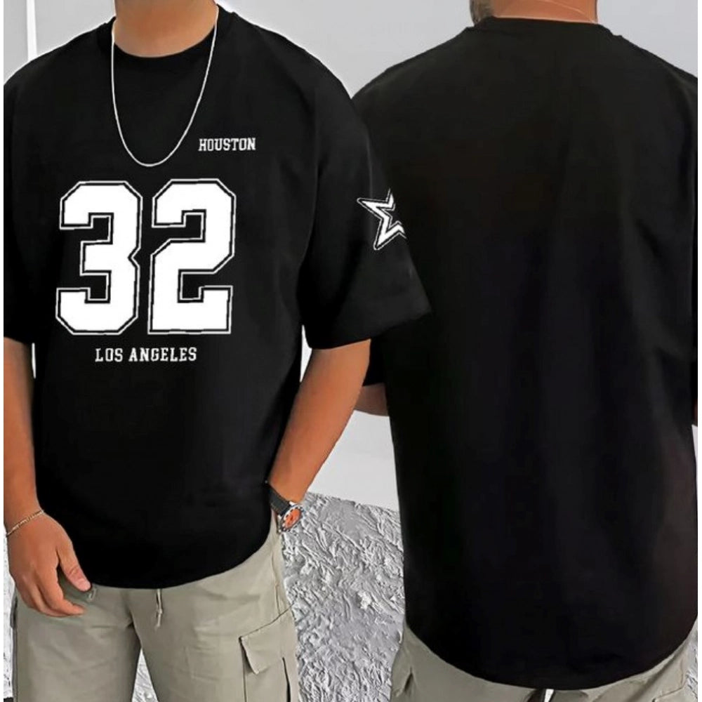 जेनेरिक मेन्स कैजुअल कॉटन ब्लेंड प्रिंटेड राउंड नेक हाफ स्लीव टी-शर्ट (ब्लैक)