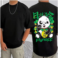 Generic Men's Casual Cotton Blend Printed Round Neck Half Sleeve T-Shirt (Black)