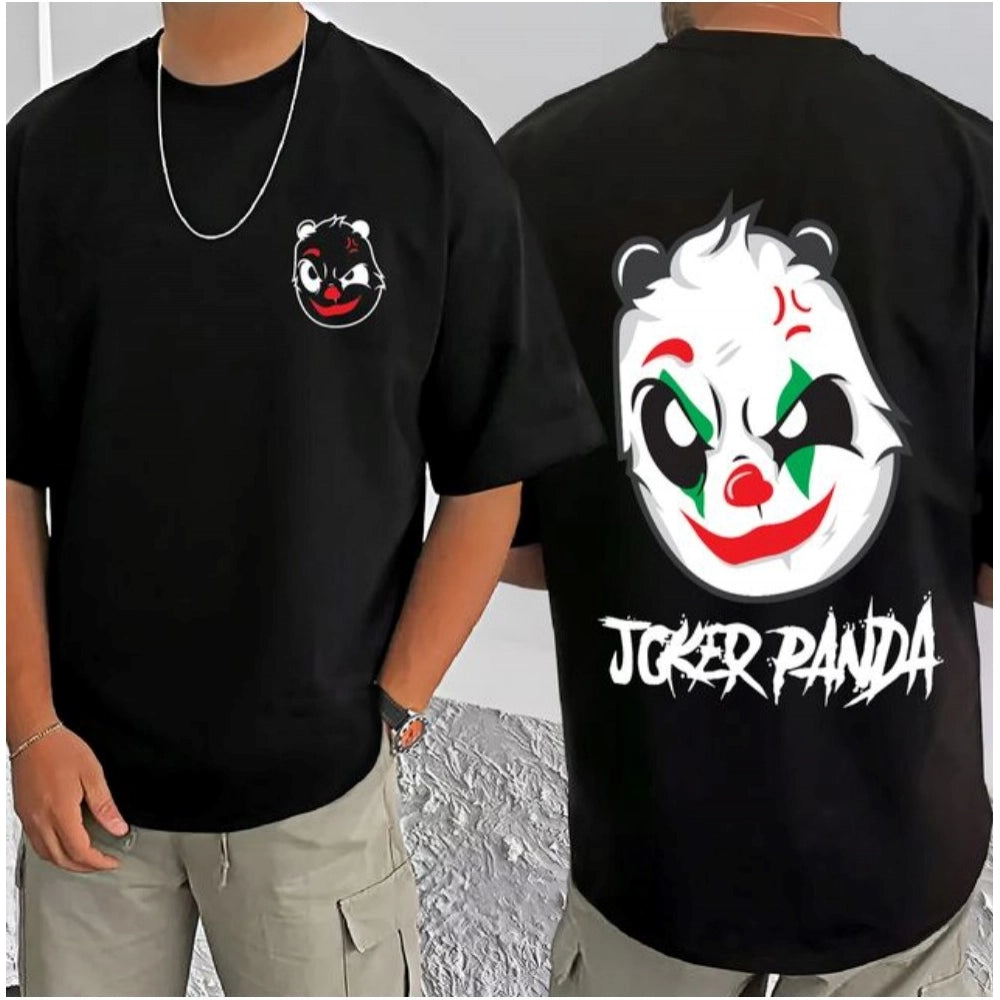 जेनेरिक मेन्स कैजुअल कॉटन ब्लेंड प्रिंटेड राउंड नेक हाफ स्लीव टी-शर्ट (ब्लैक)