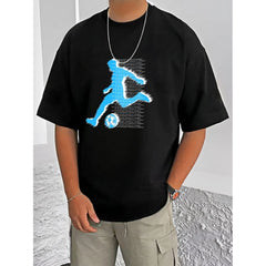 जेनेरिक मेन्स कैजुअल कॉटन ब्लेंड प्रिंटेड राउंड नेक हाफ स्लीव टी-शर्ट (ब्लैक)