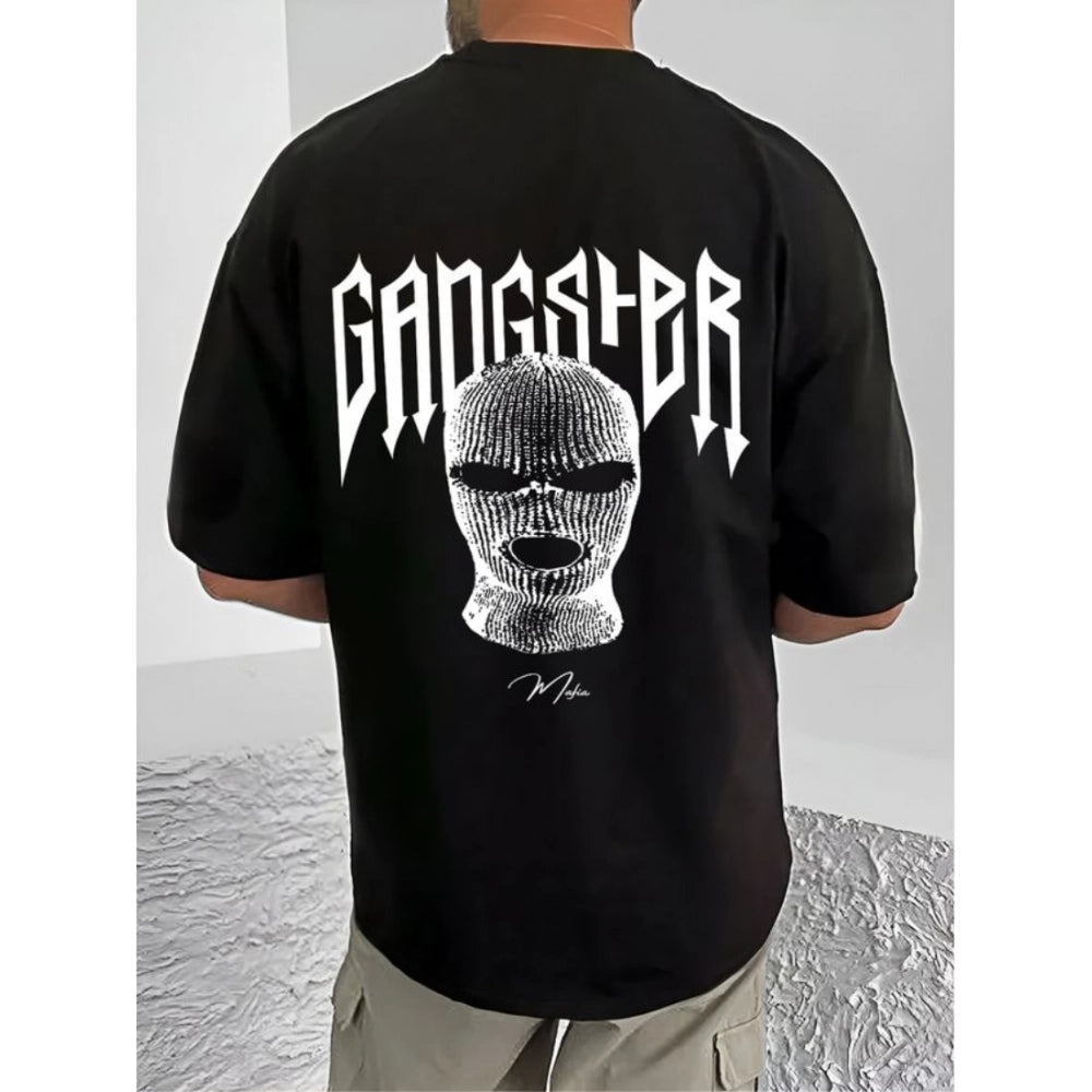 जेनेरिक मेन्स कैजुअल कॉटन ब्लेंड प्रिंटेड राउंड नेक हाफ स्लीव टी-शर्ट (ब्लैक)