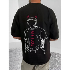 जेनेरिक मेन्स कैजुअल कॉटन ब्लेंड प्रिंटेड राउंड नेक हाफ स्लीव टी-शर्ट (ब्लैक)