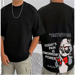 जेनेरिक मेन्स कैजुअल कॉटन ब्लेंड प्रिंटेड राउंड नेक हाफ स्लीव टी-शर्ट (ब्लैक)