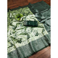  Women's Banarasi Jacquard Printed Saree With Unstitched Blouse 5.5Mtr (Green)