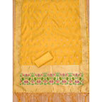 Generic Women's Banarasi Silk Printed Unstitched Salwar Suit Material With Dupatta (Yellow, 3Mtrs)