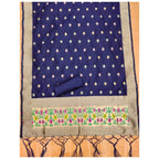Generic Women's Banarasi Silk Printed Unstitched Salwar Suit Material With Dupatta (Navy Blue, 3Mtrs)