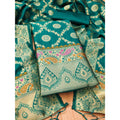  Women's Banarasi Silk Printed Unstitched Salwar Suit Material With Dupatta (Rama, 3Mtrs)