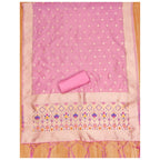 Generic Women's Banarasi Silk Printed Unstitched Salwar Suit Material With Dupatta (Light Pink, 3Mtrs)