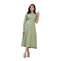  Women's Rayon  Print With Embroidery Work A-Line Kurti (Green)