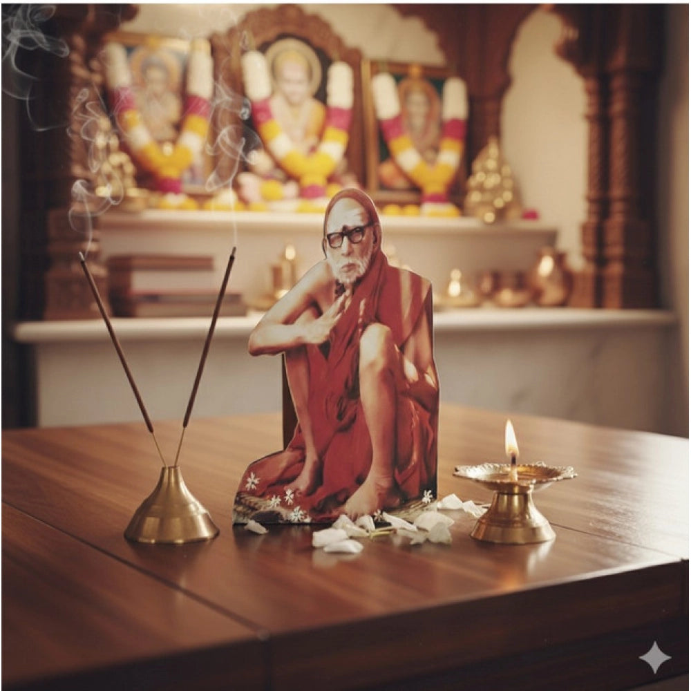 सामान्य लकड़ी का कांची श्री शंकराचार्य महा पेरियावा टेबल टॉप भक्ति वाद्य यंत्र (बहुरंगी)