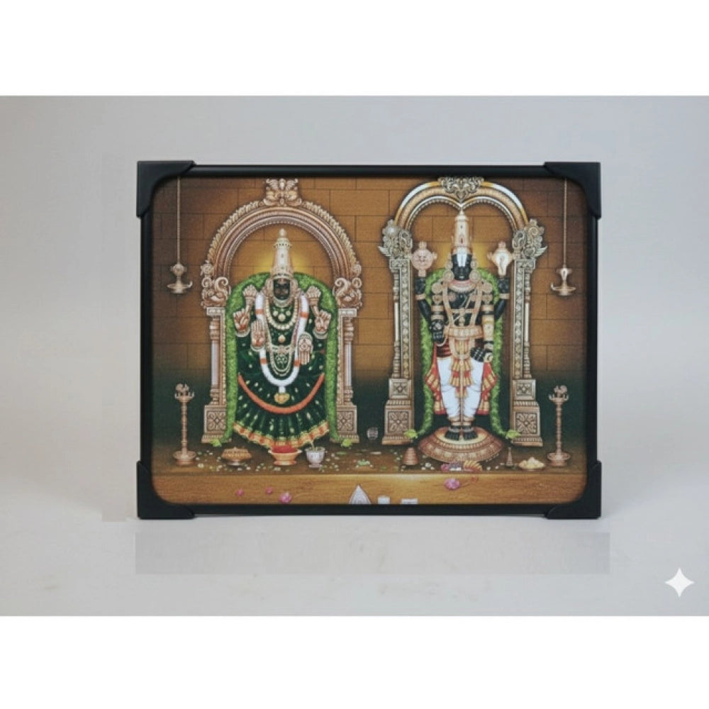 सामान्य लकड़ी का तिरुपति बालाजी पद्मवती वेंकटेश्वर स्वामी टेबल टॉप भक्ति वाद्य यंत्र प्लेयर (बहुरंगी)