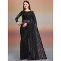  Women's Net Self Design Saree With Unstitched Blouse 5.5MtrÂ (Black)