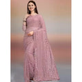  Women's Net Self Design Saree With Unstitched Blouse 5.5MtrÂ (Light Brown)