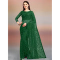  Women's Net Self Design Saree With Unstitched Blouse 5.5MtrÂ (Green)