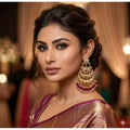  Women's Zinc Alloy Gold Plated Chandbali Earrings (Multicolor)