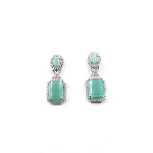 Generic Women's Brass Silver Plated Drop Earrings (Turquoise)