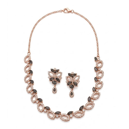 Generic Women's Brass Silver Plated Necklace set (Silver)