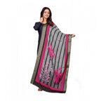 Generic Women's chanderi silk  Printed Dupatta (Black, Length:Â 2 Mtr)