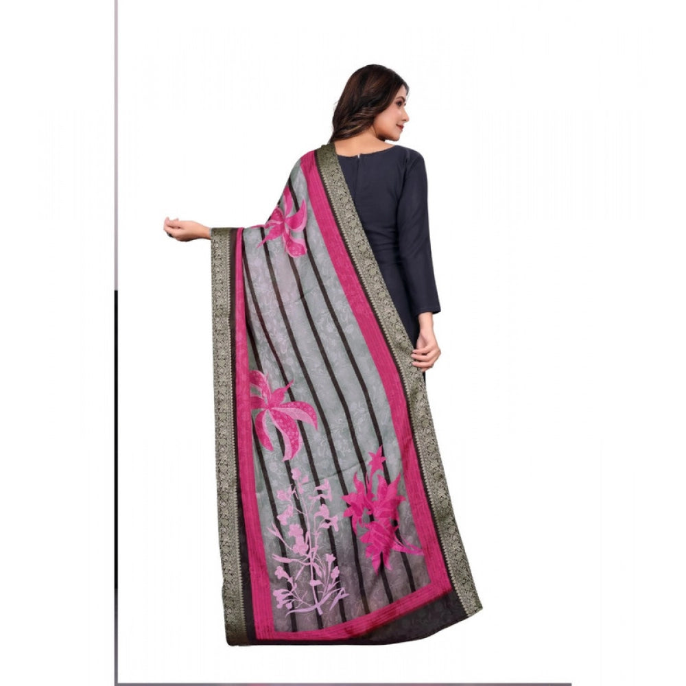 Generic Women's chanderi silk  Printed Dupatta (Black, Length:Â 2 Mtr)
