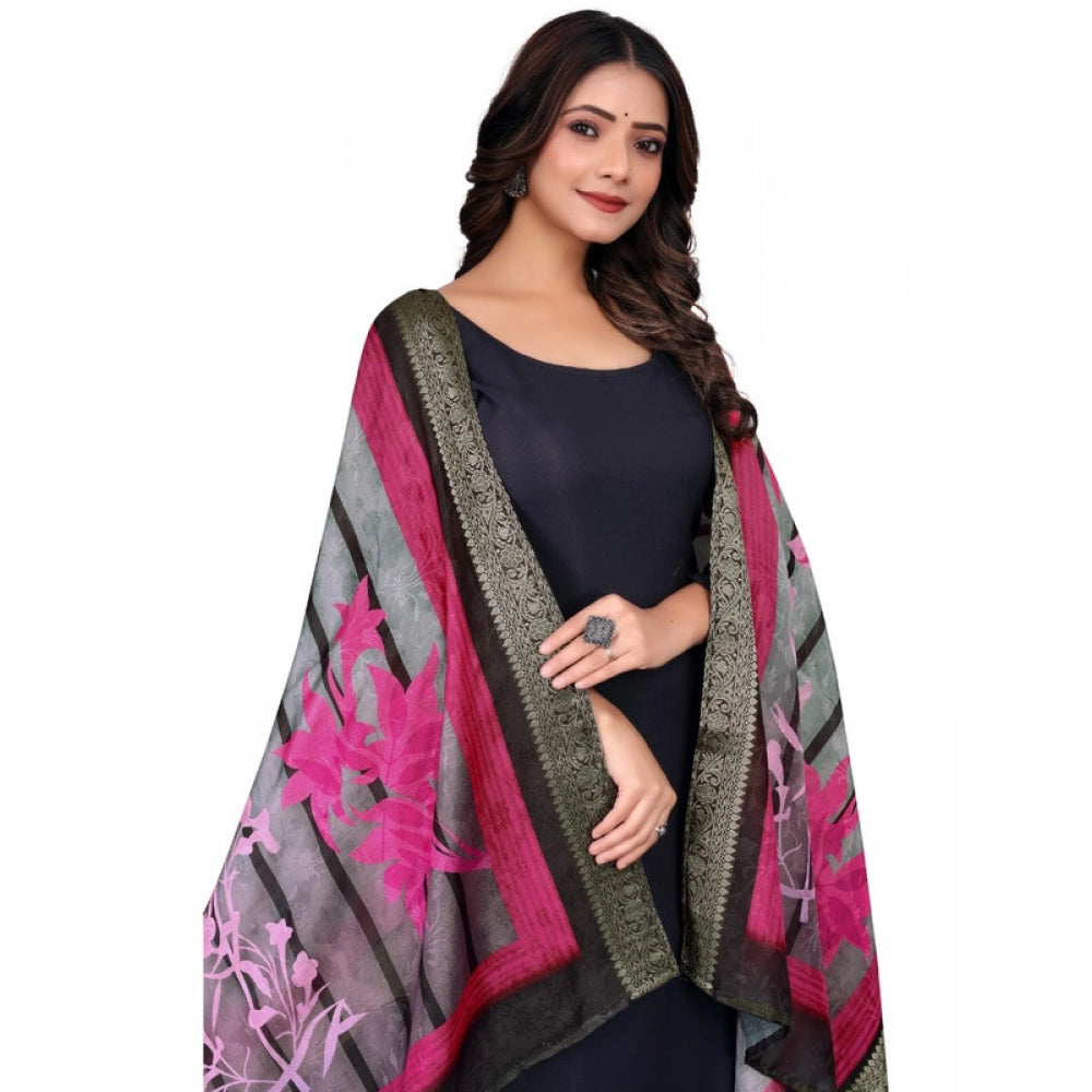 Generic Women's chanderi silk  Printed Dupatta (Black, Length:Â 2 Mtr)