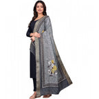 Generic Women's chanderi silk  Printed Dupatta (Gray, Length:Â 2 Mtr)