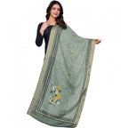Generic Women's chanderi silk  Printed Dupatta (Green, Length:Â 2 Mtr)