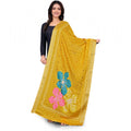  Women's chanderi silk  Printed Dupatta (Yellow, Length: 2 Mtr)
