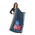  Women's chanderi silk  Printed Dupatta (Navy Blue, Length:Â 2 Mtr)