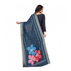 Generic Women's chanderi silk  Printed Dupatta (Navy Blue, Length:Â 2 Mtr)