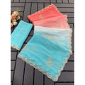  Women's Digital PrintedÂ  Geogette Saree With Unstitched Blouse (Blue, 5-6 Mtrs)