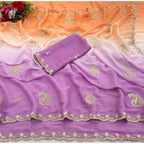Generic Women's Digital PrintedÂ  Geogette Saree With Unstitched Blouse (Wine, 5-6 Mtrs)