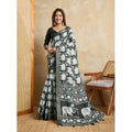  Women's Silk Blend Printed Saree With Unstitched Blouse 5.5Mtr (Green)