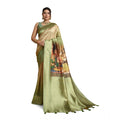  Women's Silk Printed Saree With Unstitched Blouse 5.5Mtr (Mehendi)