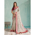 Women's Silk Blend Printed Saree With Unstitched Blouse 5.5Mtr (Beige)