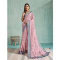  Women's Silk Blend Printed Saree With Unstitched Blouse 5.5Mtr (Pink)