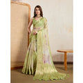  Women's Viscose Printed Saree With Unstitched Blouse 5.5Mtr (Light Green)