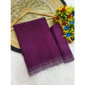  Women's Georgette Stone Work Saree With Unstitched Blouse 5.5Mtr (Purple)