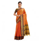 Generic Women's Silk Blended Jaquard Woven Saree With Unstitched Blouse 5.5Mtr (Orange)