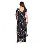 Generic Women's Georgette Printed Saree With Unstitched Blouse 5.5Mtr (Black)