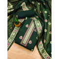  Women's Banarasi Silk Printed Unstitched Salwar Suit Material With Dupatta (Bottle Green, 3Mtrs)