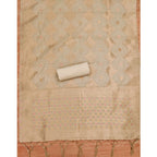 Generic Women's Banarasi Silk Printed Unstitched Salwar Suit Material With Dupatta (Cream, 3Mtrs)