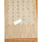 Generic Women's Banarasi Silk Printed Unstitched Salwar Suit Material With Dupatta (White, 3Mtrs)