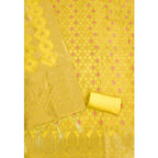 Generic Women's Banarasi Silk Printed Unstitched Salwar Suit Material With Dupatta (Yellow, 3Mtrs)