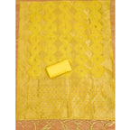Generic Women's Banarasi Silk Printed Unstitched Salwar Suit Material With Dupatta (Yellow, 3Mtrs)
