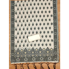 महिलाओं के लिए बनारसी सिल्क प्रिंटेड अनस्टिच्ड सलवार सूट मटेरियल दुपट्टे सहित (काला, 3 मीटर)