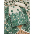  Women's Banarasi Silk Printed Unstitched Salwar Suit Material With Dupatta (Bottle Green, 3Mtrs)