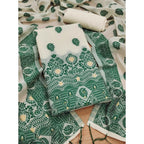 Generic Women's Banarasi Silk Printed Unstitched Salwar Suit Material With Dupatta (Bottle Green, 3Mtrs)